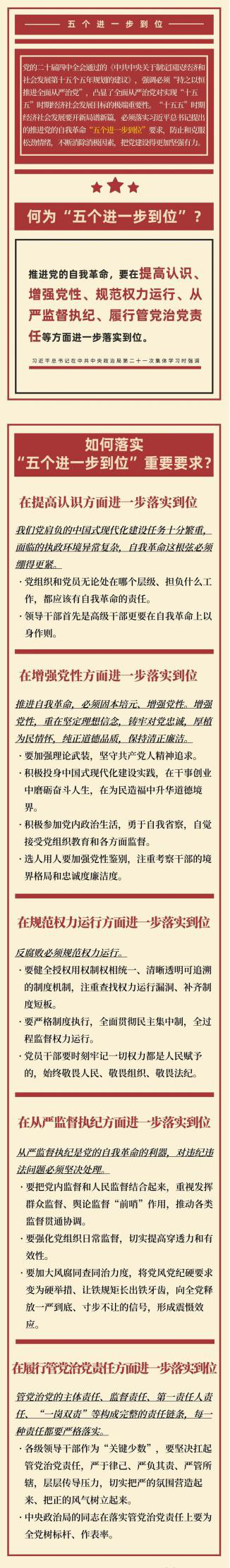 何為“五個進一步到位”？